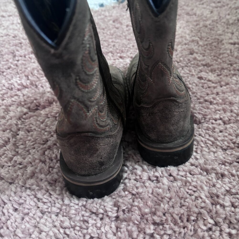 Smoky Mountain Western Boots Girls Size 9 Brown Leather Distressed Cowgirl 3850C - Picture 4 of 6